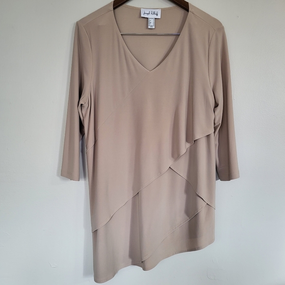 Joseph Ribkoff Tops - Joseph Ribkoff Tan Asymmetrical Layered Top Size 14